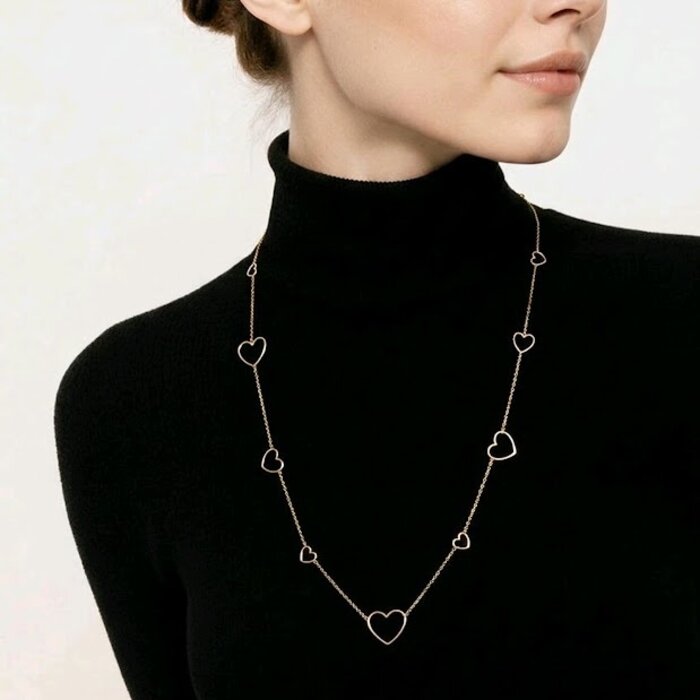 Lange Ketting - Open Hart Design - Goud