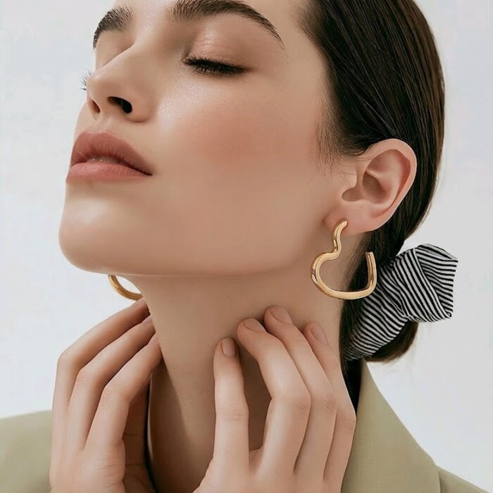 Oorbellen - Hart Design - Goud - Grof