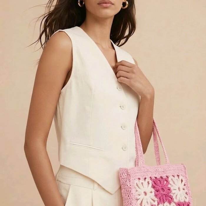 Dames duurzame - Schouder Tas -Bloemen Geweven