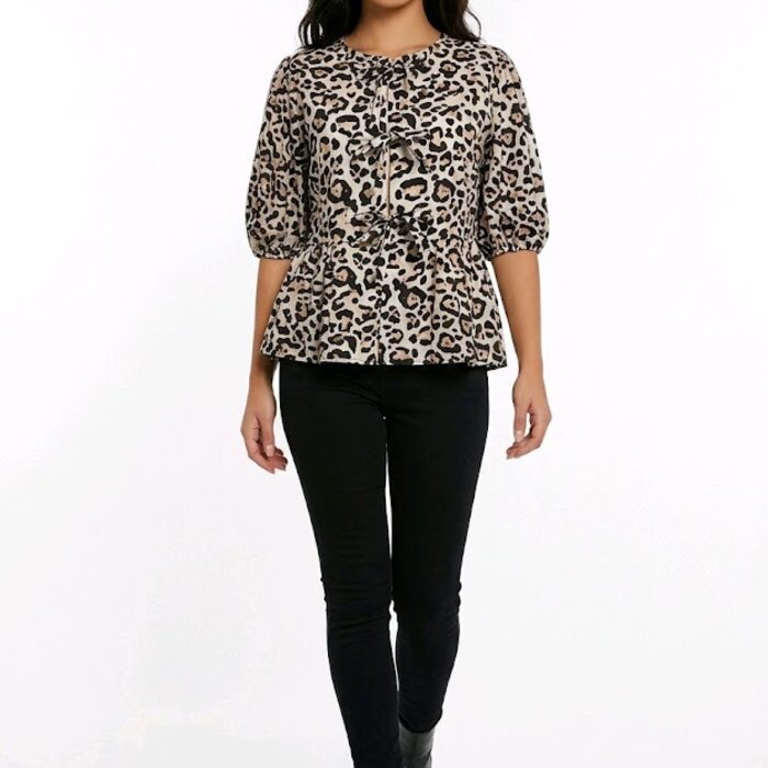 Leo | Luipaardprint Blouse - Knotted