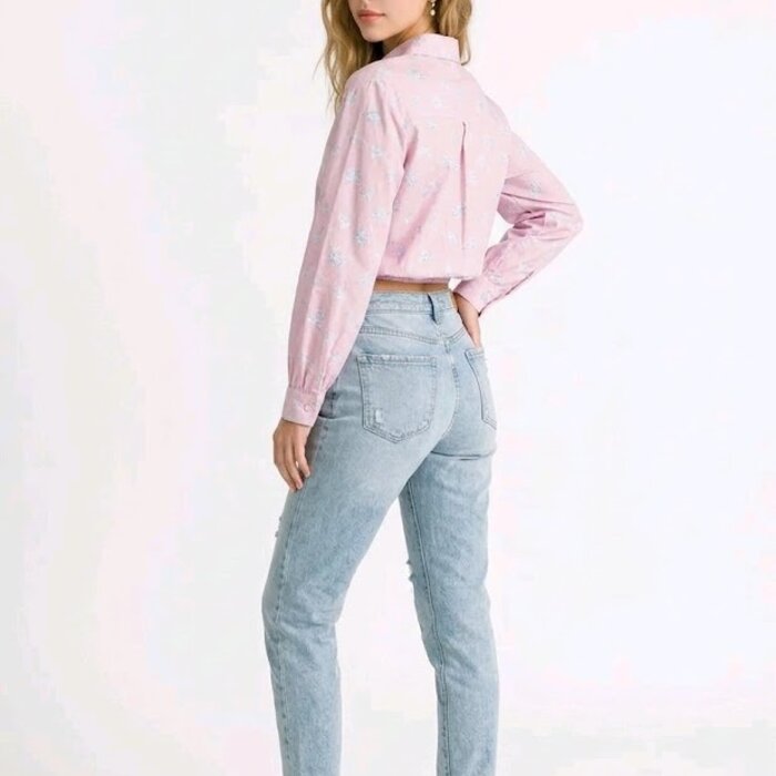 Elegantie | Crop  Blouse - Bloemenmotief