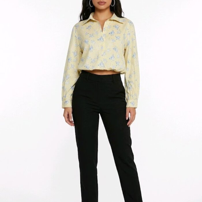Elegantie | Crop  Blouse - Bloemenmotief