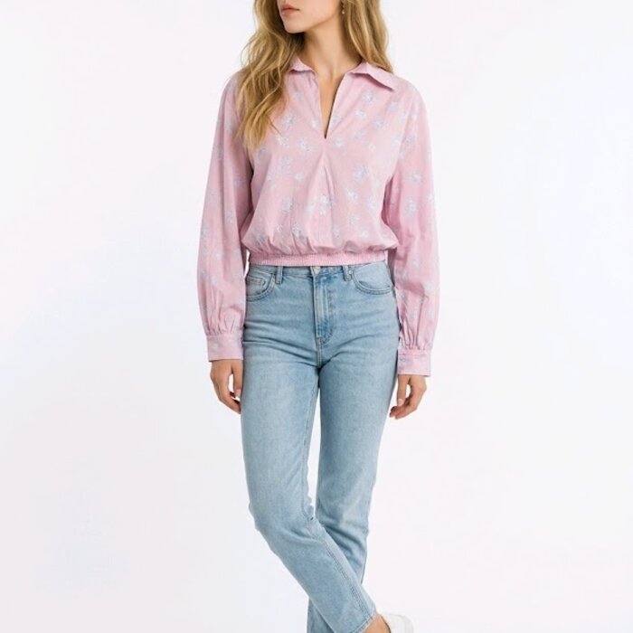 Elegantie | Crop  Blouse - Bloemenmotief
