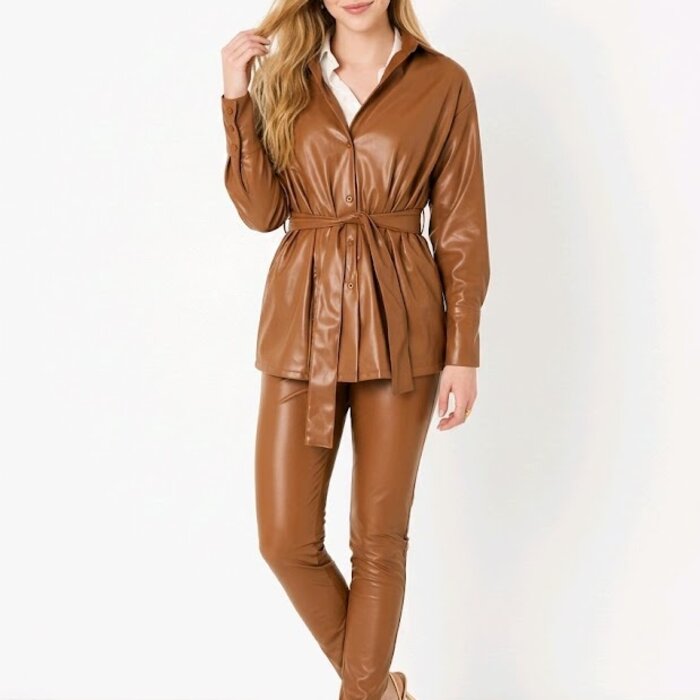 Blouse | Camel Leder – Stoer - Stijlvol