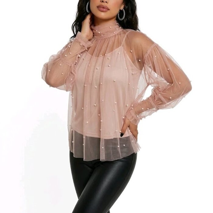 Dames -  Top - Parelstuds - Tule - Glamour