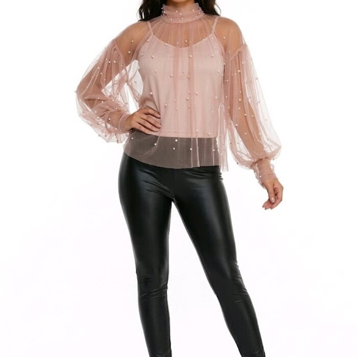 Dames -  Top - Parelstuds - Tule - Glamour