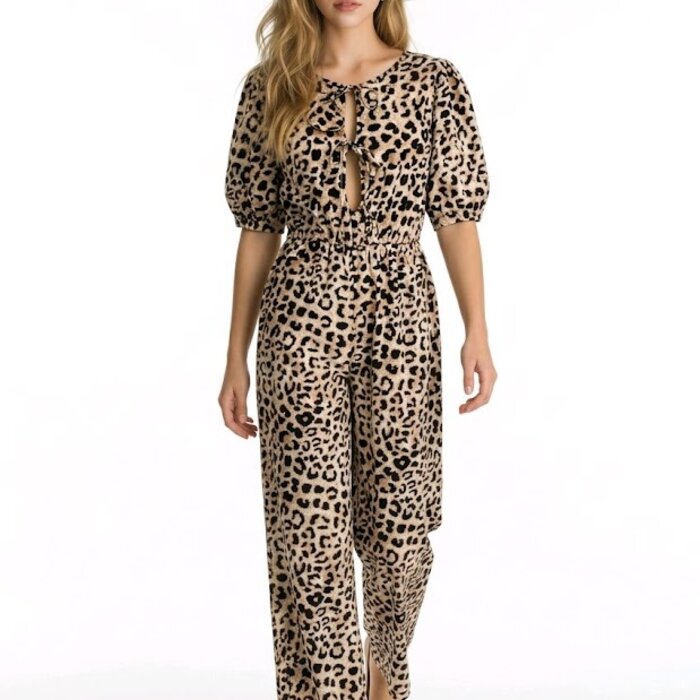 Stijlvolle Jumpsuit - Knotted - Luipaardprint