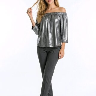 Ziva | Zilveren  Boothals Top