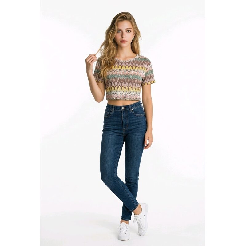 Nia – Crop Top kleurig Patroon