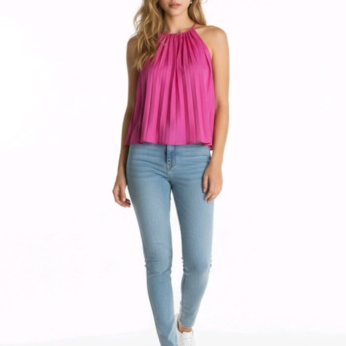 Liora – Glanzende Top - Plooi