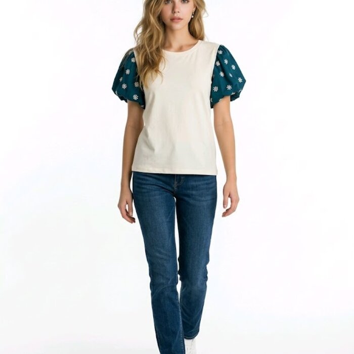 Denim Charm | Pof Shirt – Stijlvol - Broderie