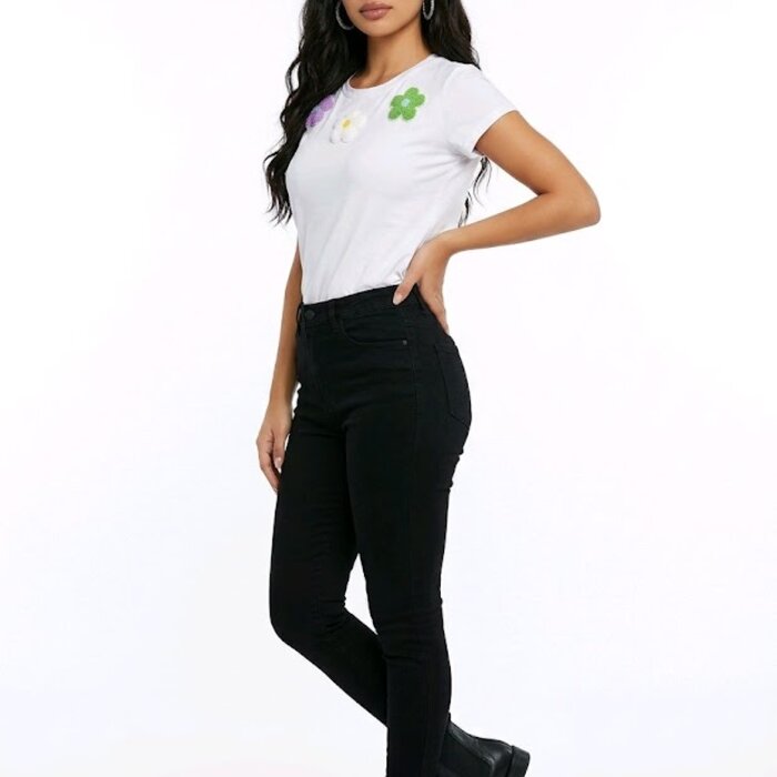 Léa – T-shirt – Bloemenapplicatie