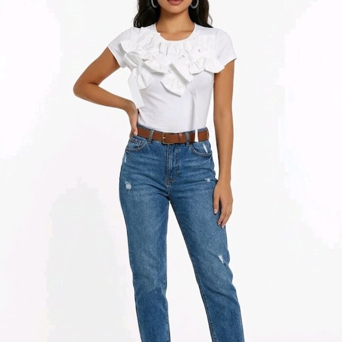 Rivka –T-shirt- Schouderstrikken - Satijnen Lint