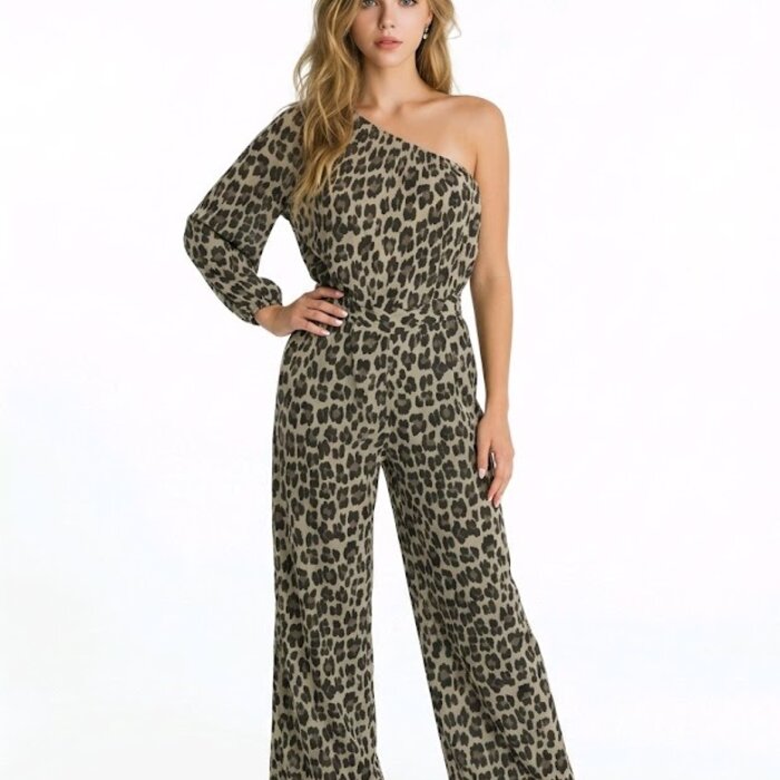 Gedurfde Dames - Jumpsuit Off Shoulder – Luipaardprint