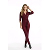 Nore – Jumpsuit – Bordeaux Glitter strepen met Tailleband