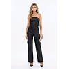 Niva – Jumpsuit – Imitatieleren Cargo Jumpsuit - Zijrits