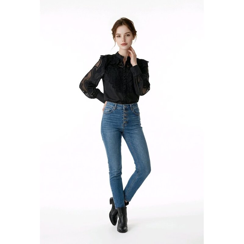 Noirena – Blouse - Kanten