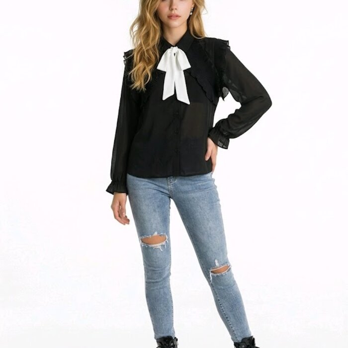 Noirena  Blouse -  Wit Striklint