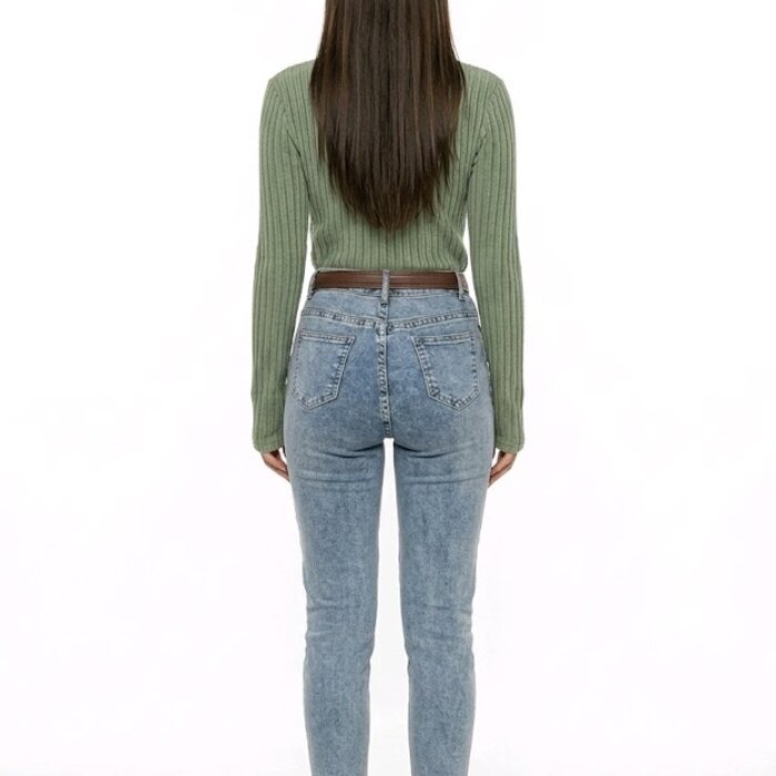 Verdi Top – V-hals - Geribbelde Textuur