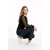 Velira Zwarte Gebreide Top met Transparante Mouwen