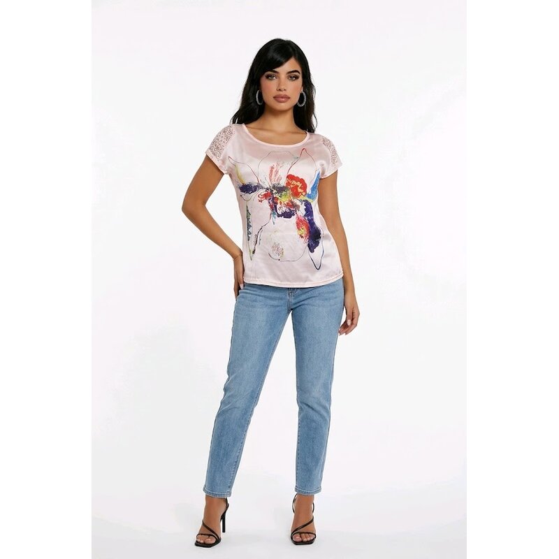 Floreya Satijn T-shirt - Bloemenprint