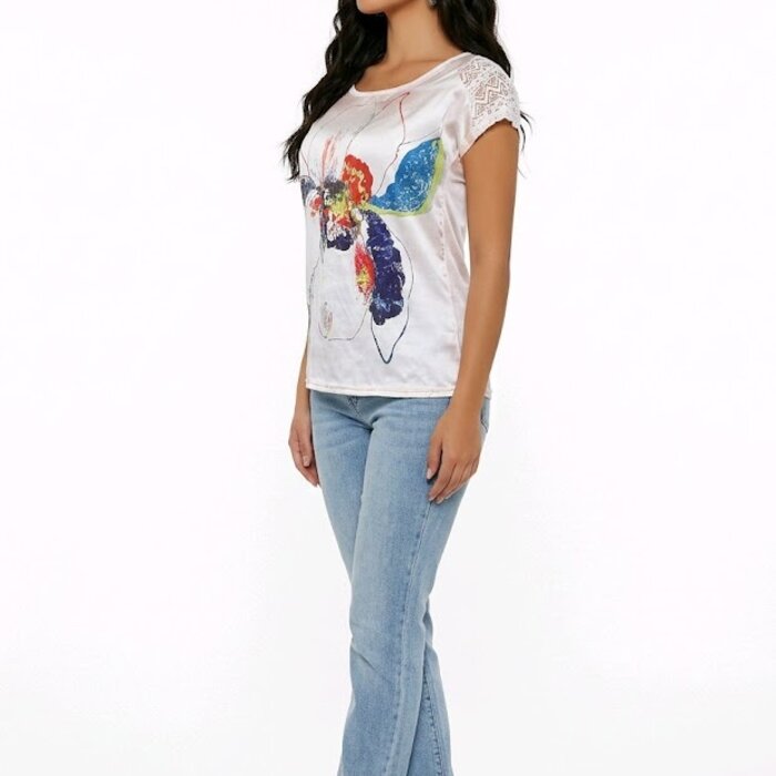 Floreya Satijn T-shirt - Bloemenprint