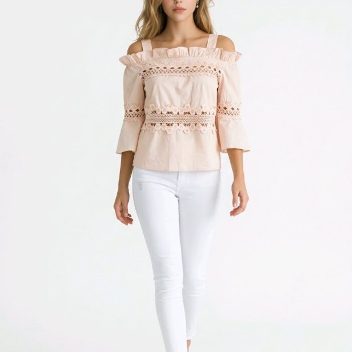 Roselva Roze Top - Kant - Off-Shoulder