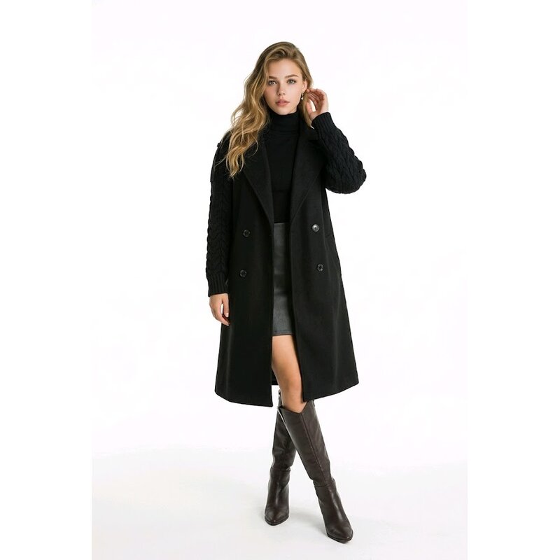 Noir Trenchcoat - Schouderdetails
