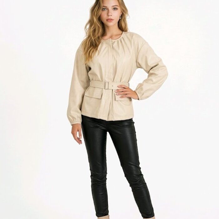 Doriet - Biker Jack - leder - creme