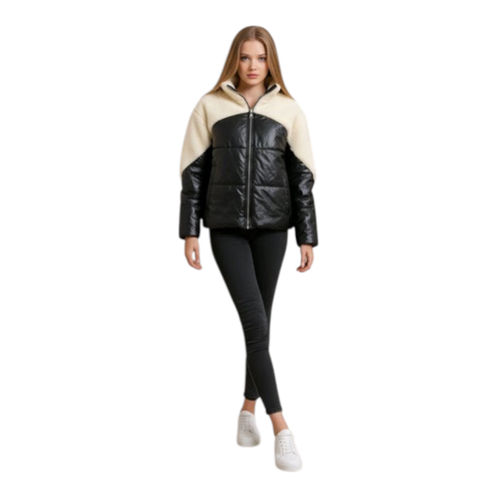Veloura – Oversized Leatherlook Jack Met Teddy Accenten