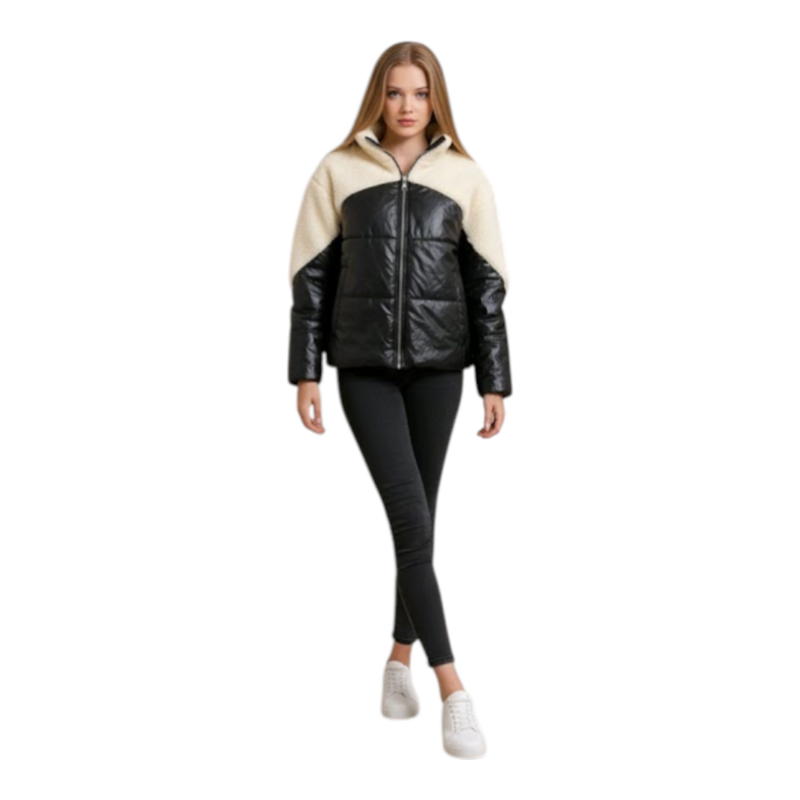 Veloura – Oversized Leatherlook Jack Met Teddy Accenten