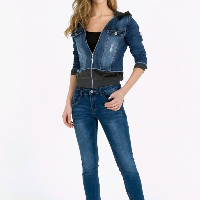 Sierra Velvet  Jeansjack | Denim - Fluweel Combi