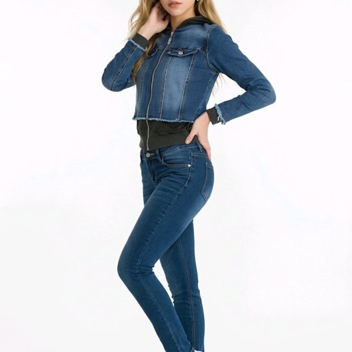 Sierra Velvet  Jeansjack | Denim - Fluweel Combi