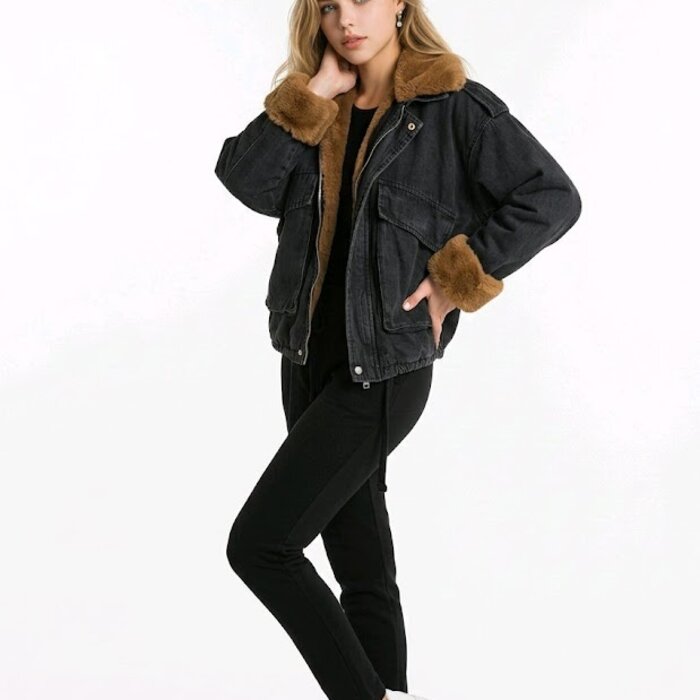 Queen Spijkerjack - Faux Fur – Warme Camel Tint & Trendy Look