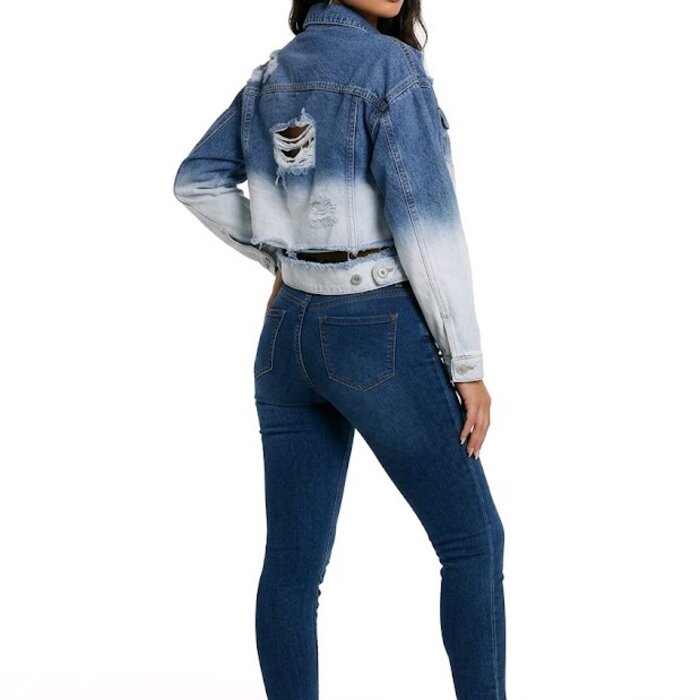 Raw Denim jack – Gebleekt & Met Stoere Scheuren - Trendy Look