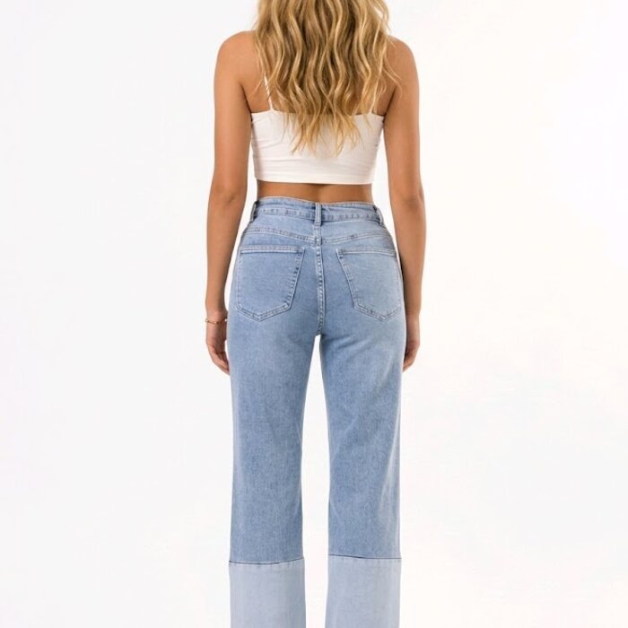 Wide-Leg Jeans -Patchwork Design – High Waist