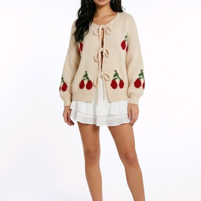 Vest –Cherry Knotted - Ecru -Dames Mode