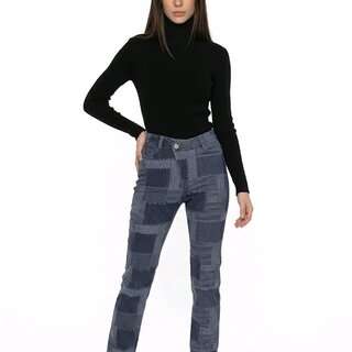 Jeans Straight Patchwork