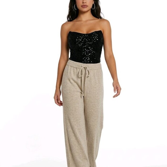 Kira - Gebreide Pantalon - Taupe -Ecru