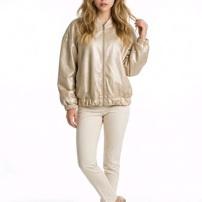 Luna Luxe  Imitatie Leren Jack - Vleermuismouw