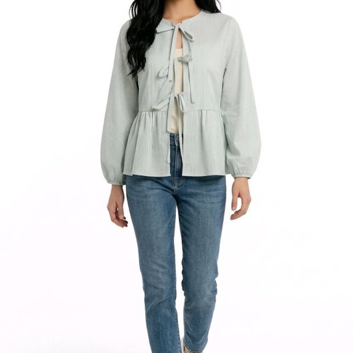 Charmine | Gestreepte   Blouse - Knotted