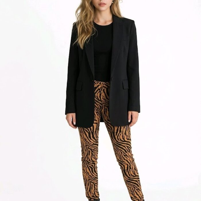 Lage Taille Skinny Jeans - Camel Zebra Print