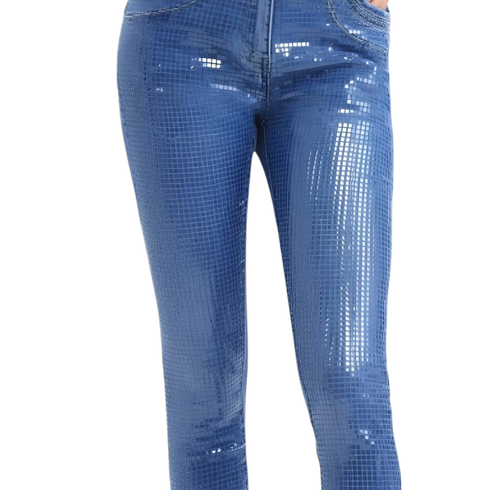 May – Denim Skinny Jeans - Glanzende Pailletten