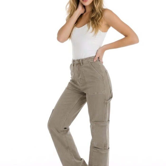 Olive – Cargo Jeans met Used Look