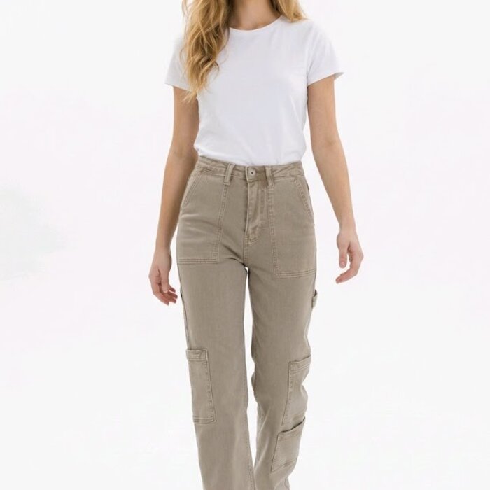 Olive – Cargo Jeans met Used Look