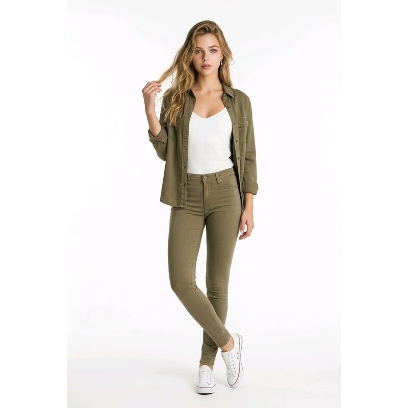 Kaki Skinny Jeans - Push-Up Effect