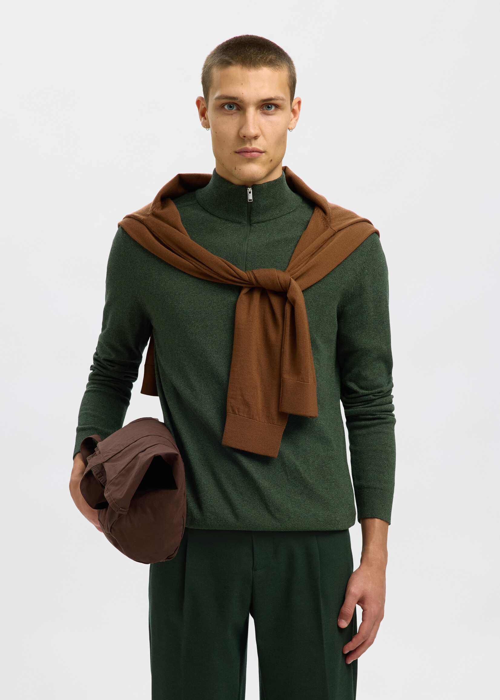 SELECTED HOMME BERG HALF ZIP CARDIGAN