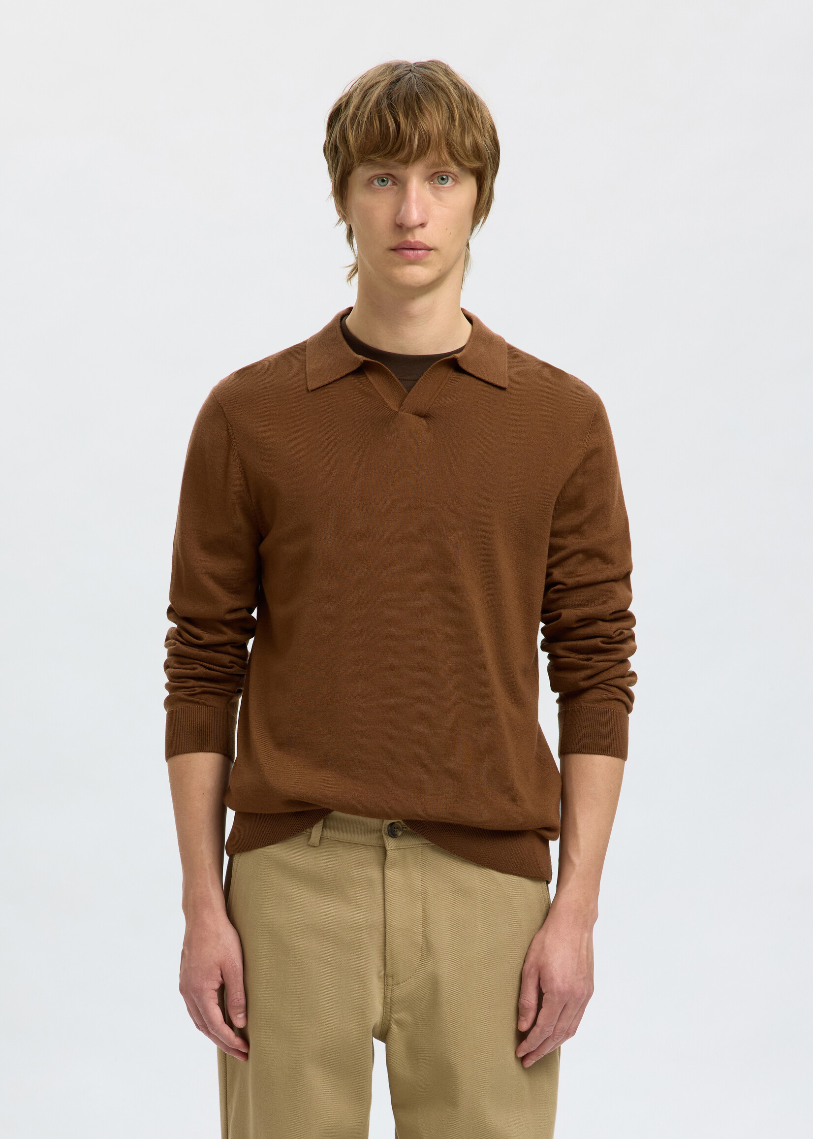 SELECTED HOMME TRAY MERINO OPEN POLO