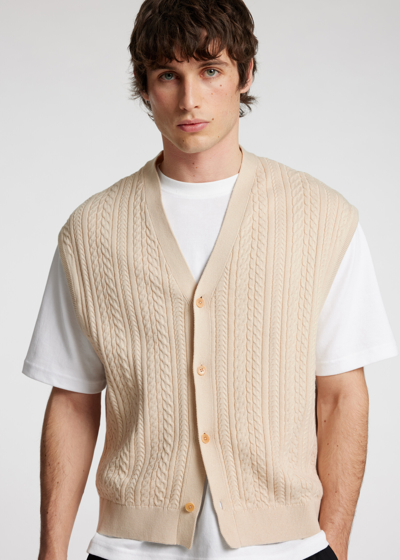 SELECTED HOMME ELIS SL KNIT RELAXED CABLE WAISTCOAT