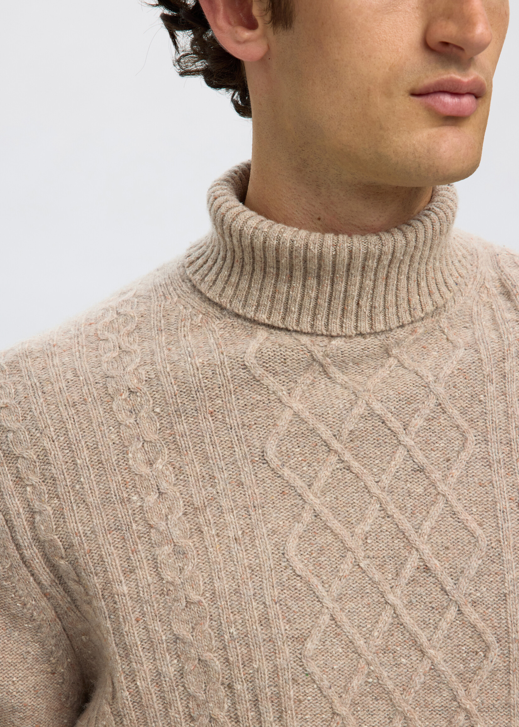 SELECTED HOMME NEIL KNIT RELAXED CABLE ROLL NECK